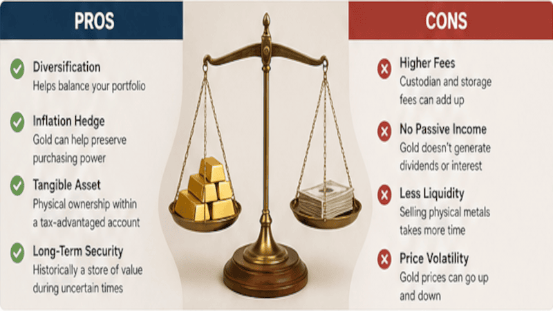 pros and cons of gold IRA investing
