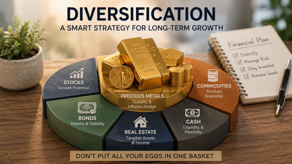 diversified retirement portfolio including precious metals investments
