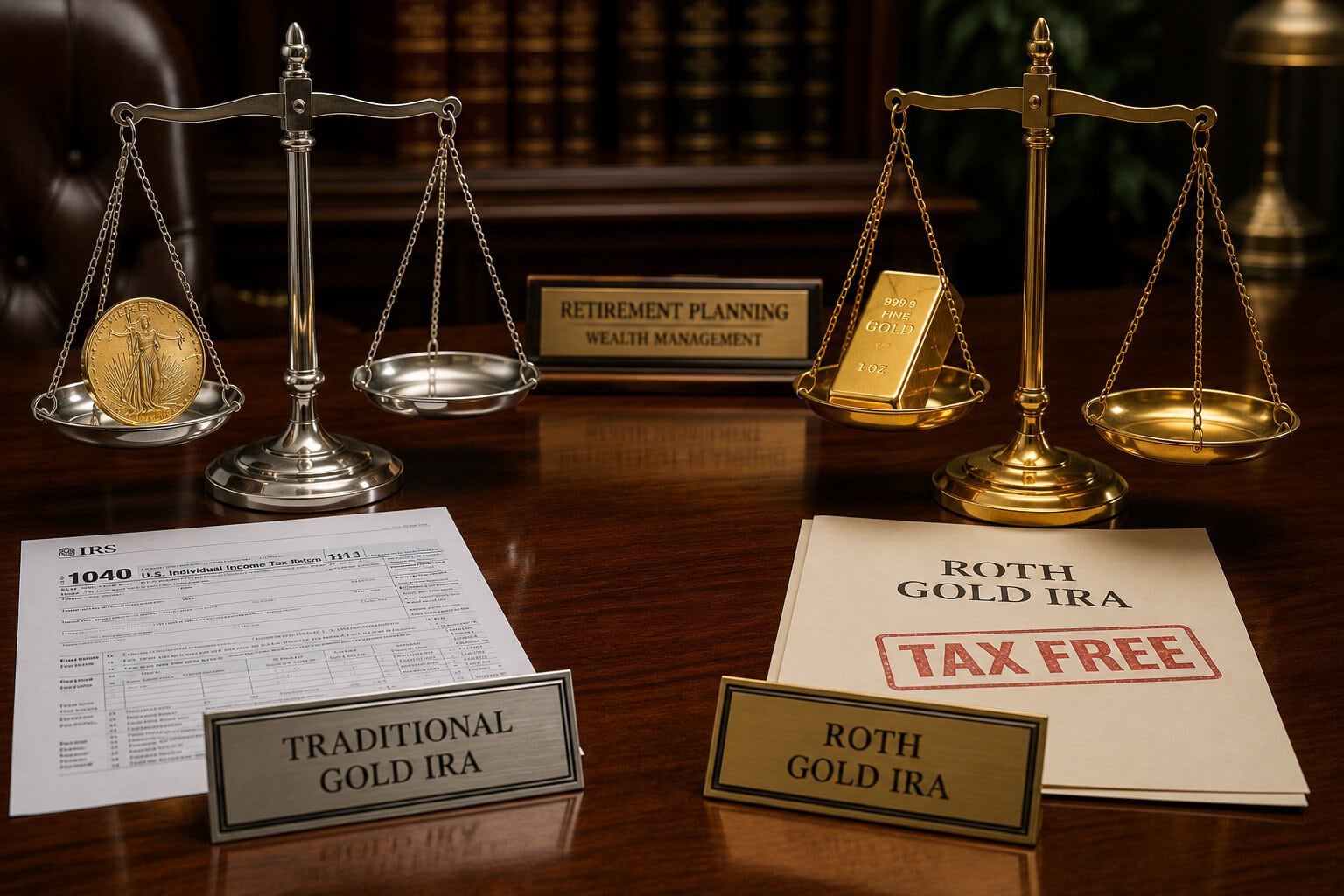 Conceptual comparison of tax deferred versus tax free precious metals retirement accounts