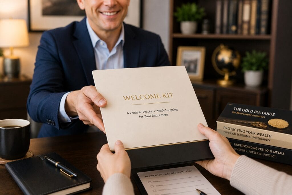 An investor evaluating retirement options during an objective Advantage Gold review consultation