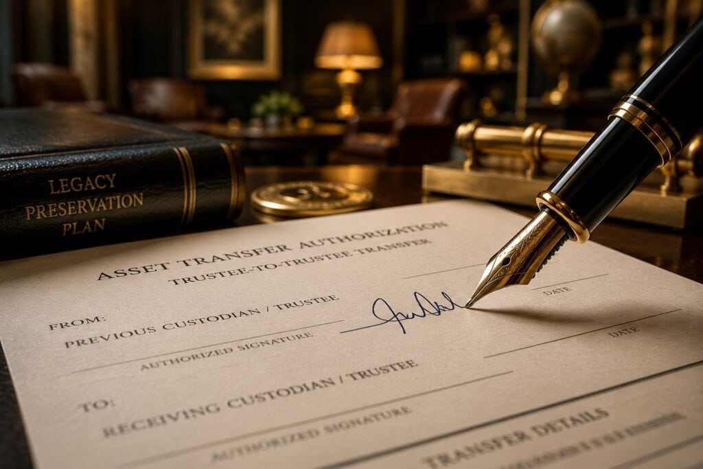 Direct trustee-to-trustee institutional transfer process for precious metals