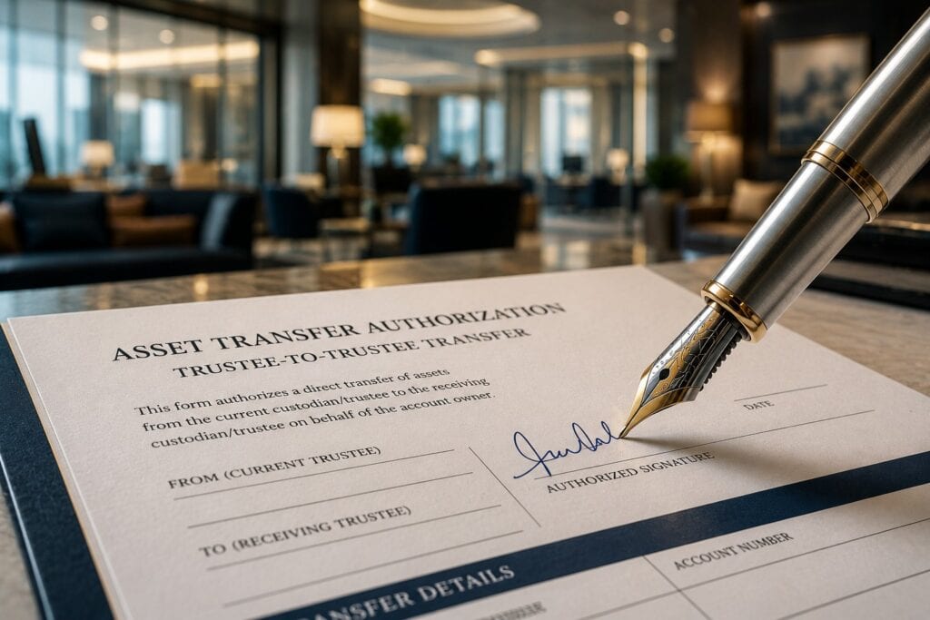 Direct trustee-to-trustee institutional transfer process for precious metals retirement accounts