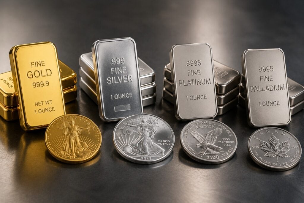 Gold silver platinum and palladium products available through Lear Capital